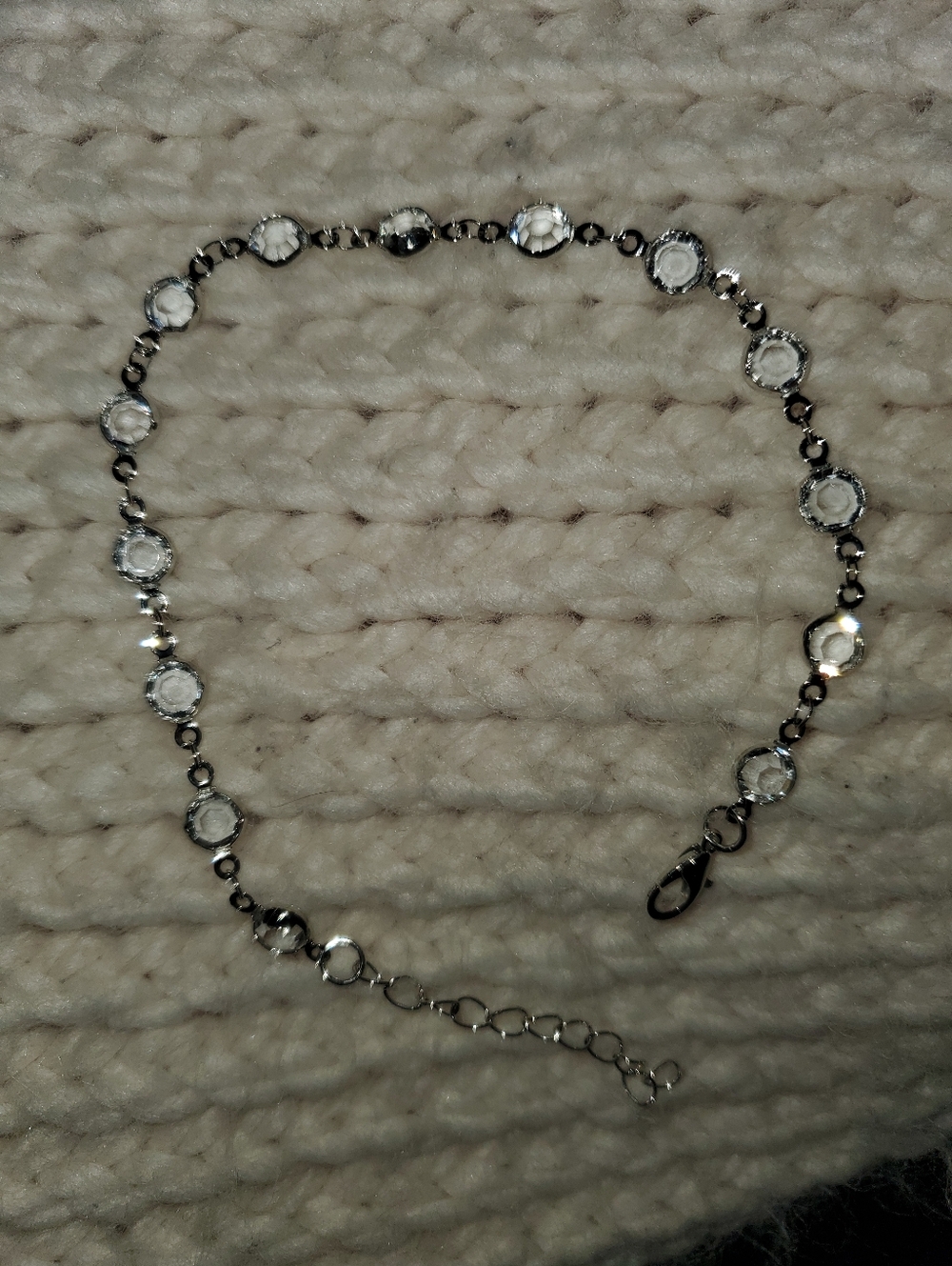 B2G1F Crystal Link Silver-Tone Anklet- Clear Crystal Accent